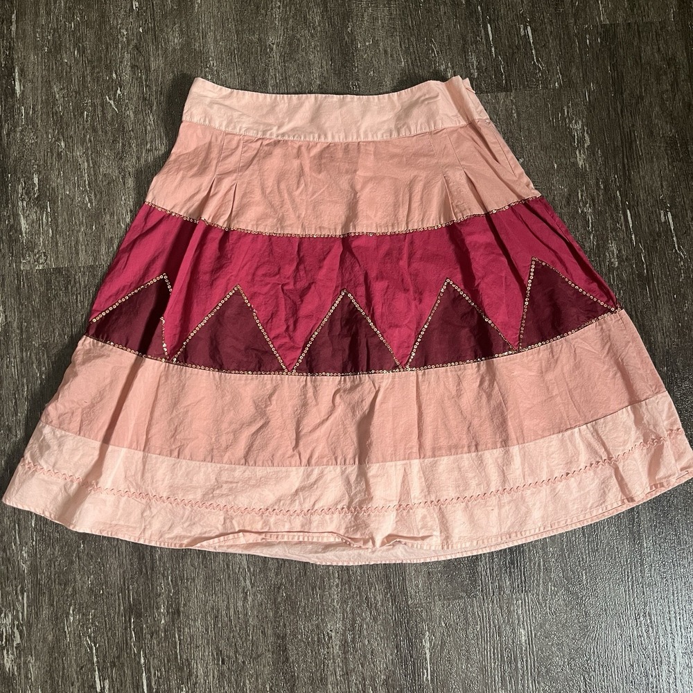 Vintage Old Navy Skirt Boho Fairy Pink Sequin Skirt 100% Cotton Sz 8